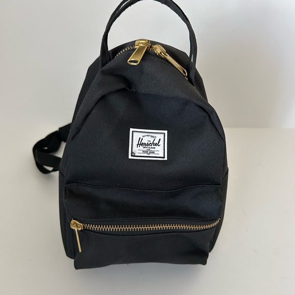 Herschel Nova Black Mini Backpack front zip pocket top zip top handle - Picture 4 of 14